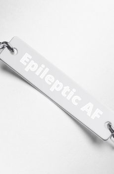 "Epileptic AF" Engraved Silver Bar Chain Bracelet