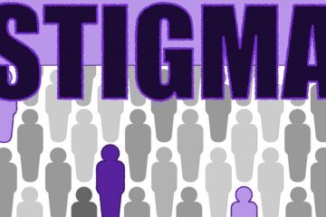 Stigma. A group of purple highlighted people in a crowd of generic person images.